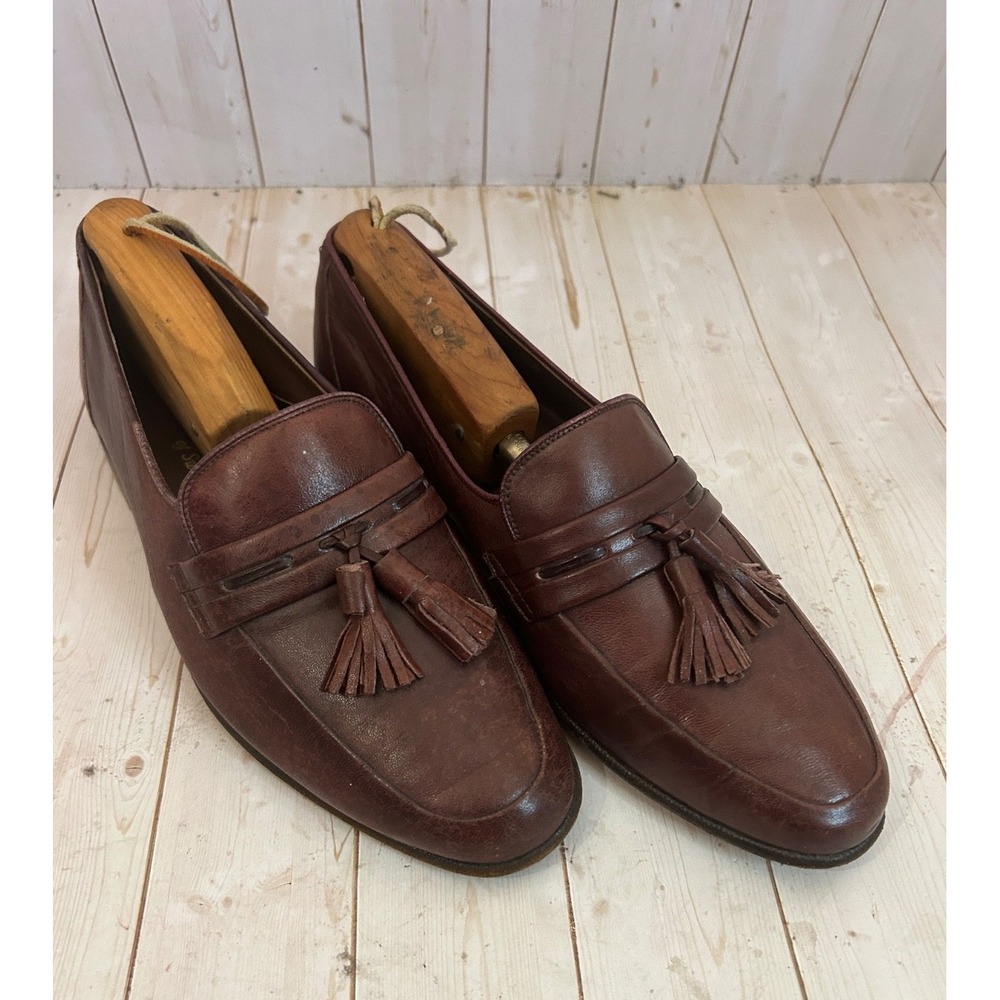 Vintage Bally Hardy Burgundy Leather Tassle Loafers Dress Shoes Men's Sz 7.5D